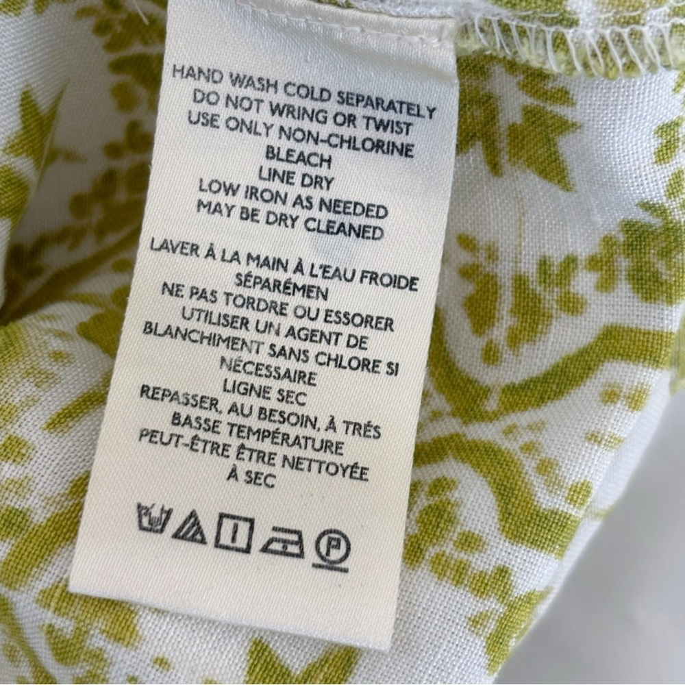 Pilcro Green Floral Linen Keyhole Crop Top Small Anthropologie - Picture 8 of 9